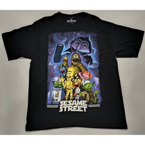 Sesame Street Star Wars Parody Graphic T-shirt Black XL Halloween Costume